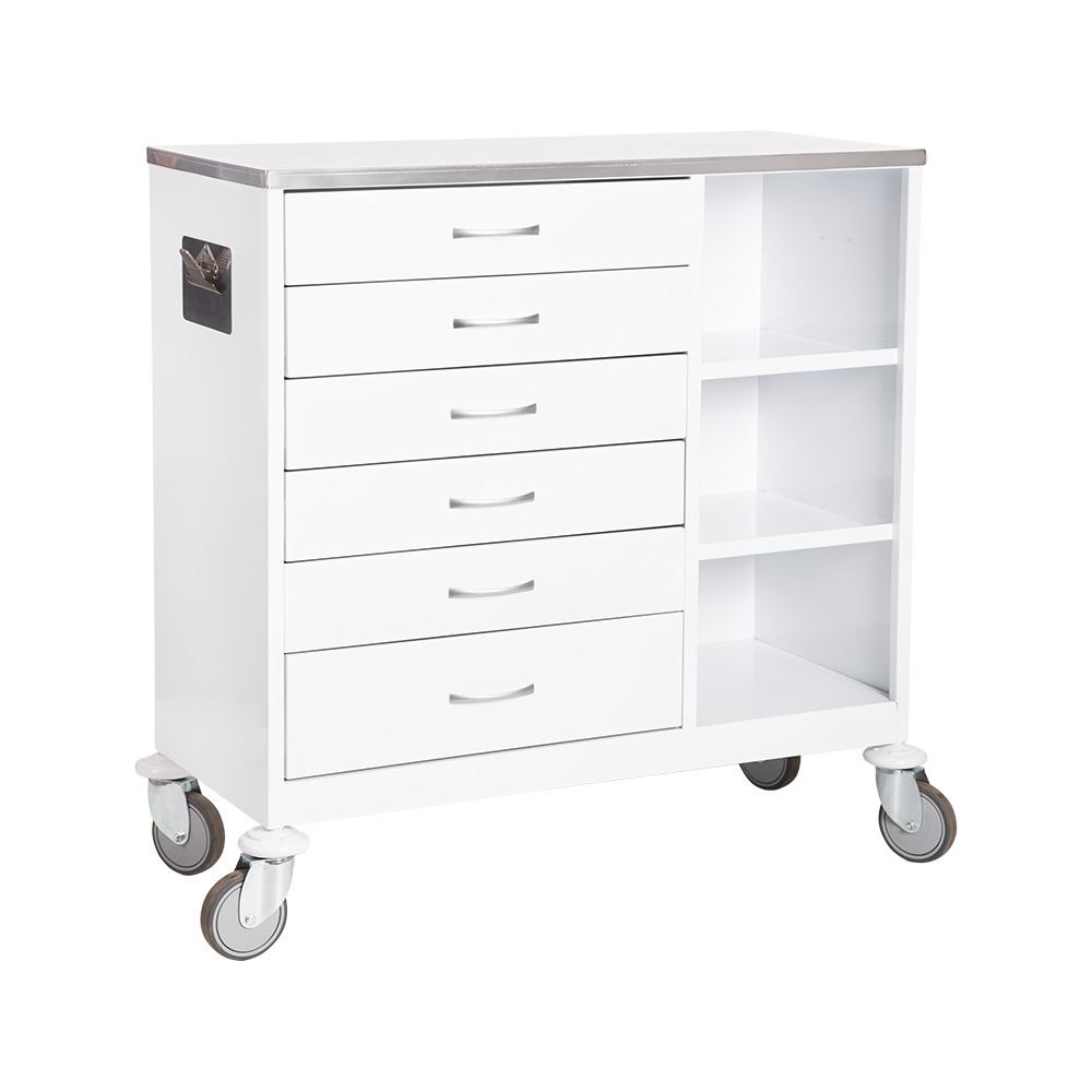 6-Drawer Anesthetic Trolley – 3 Shelves